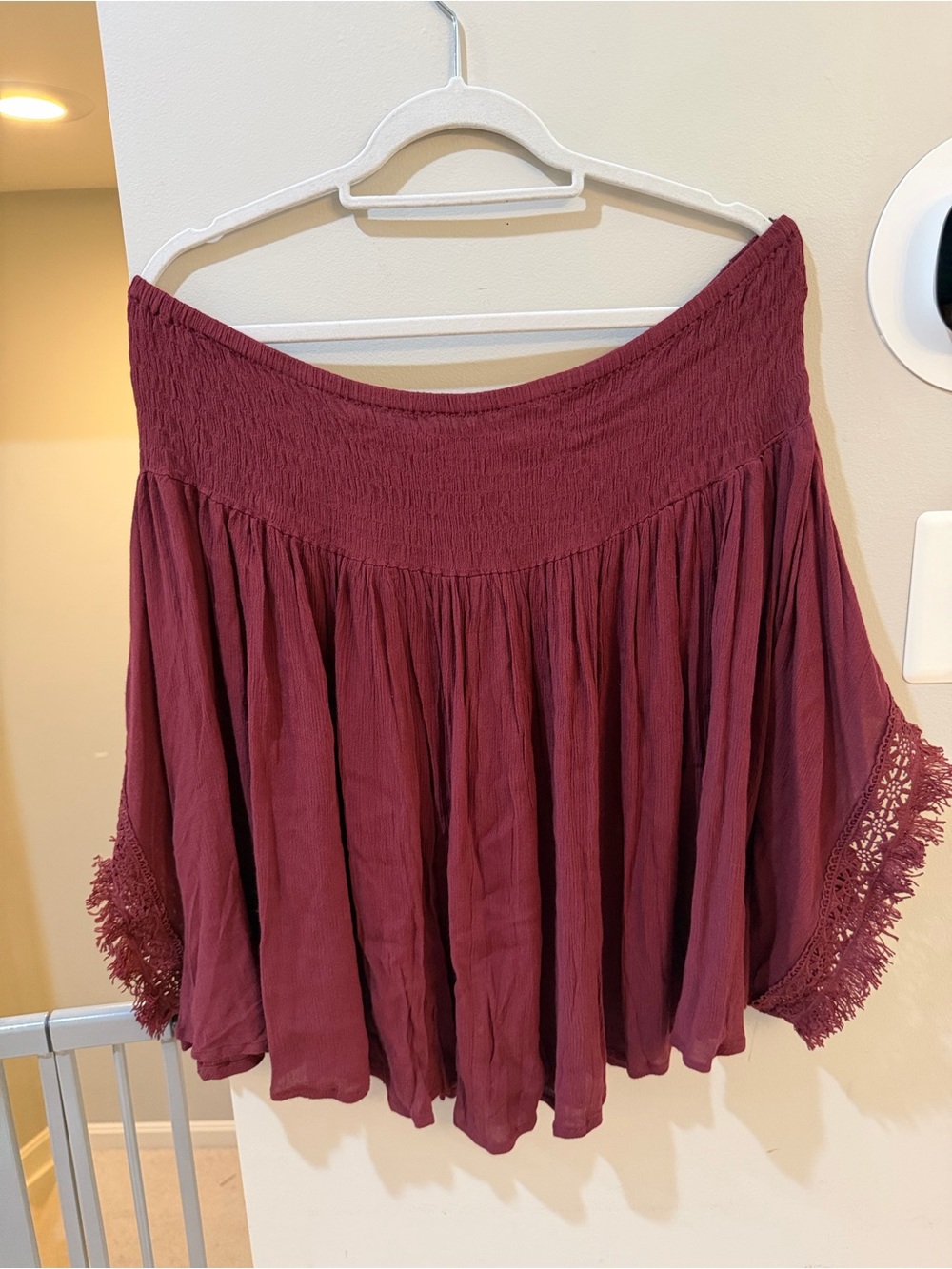 Mud Pie Off-Shoulder Shirt in Deep Wine
